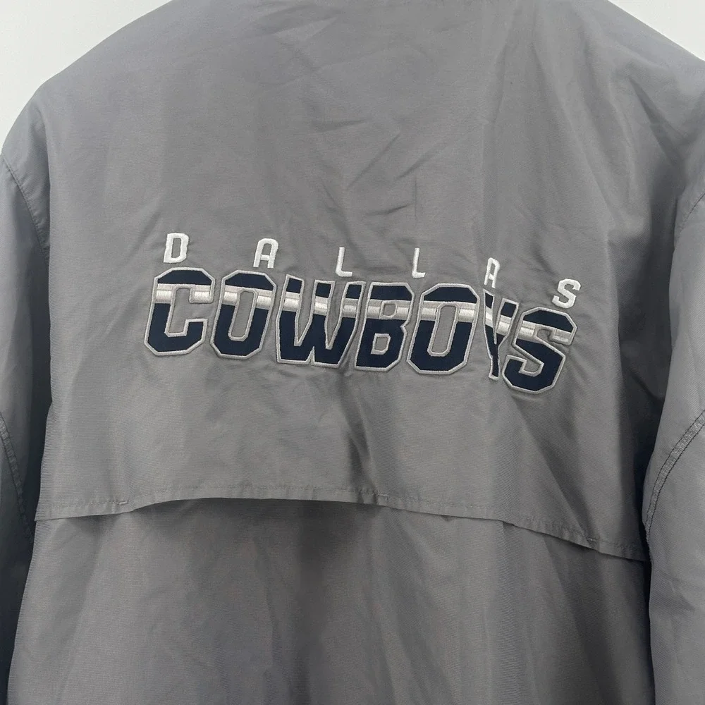 Reebok Dallas Cowboys Windbreaker Mens 2XL Gray Blue Quarter Zip Pullover Y2K